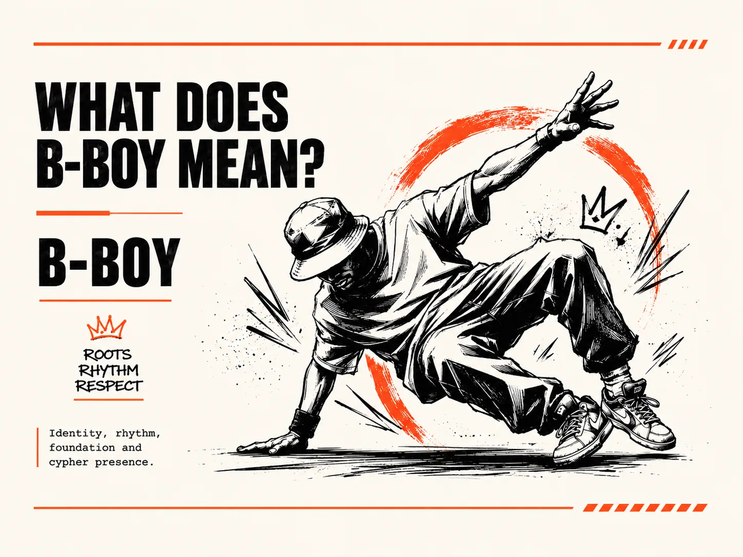 Original full visible editorial illustration for what B-Boy means