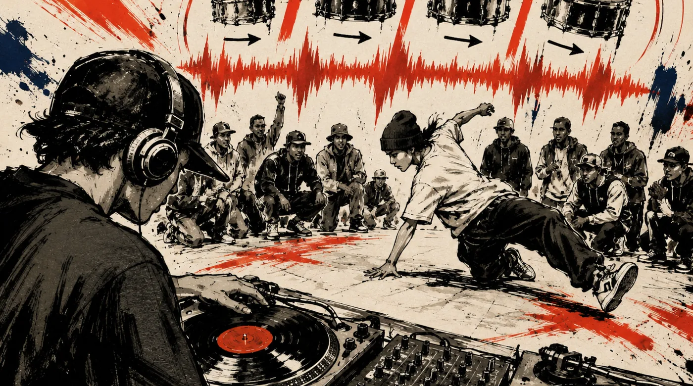 Original illustration for DJs music and breakbeats